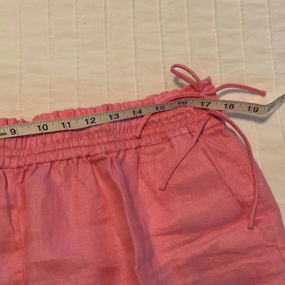 J Crew pink linen elastic waist pull on shorts - Picture 7 of 9
